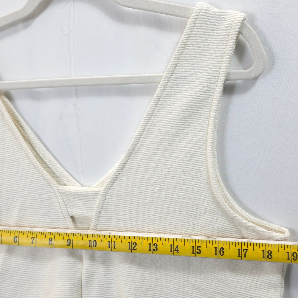 Madewell Ribbed Knit Crop Tank Top Womens L V-Neck Cream Coastal Minimalist - Picture 4 of 8